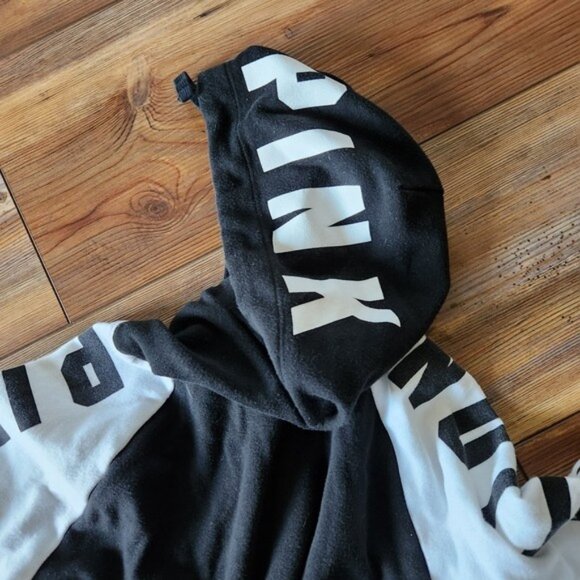 Victoria's Secret Black & White Cropped Hoodie Small - Picture 7 of 10